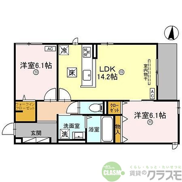 大阪府茨木市水尾1丁目(賃貸アパート2LDK・3階・62.43㎡)の写真 その2