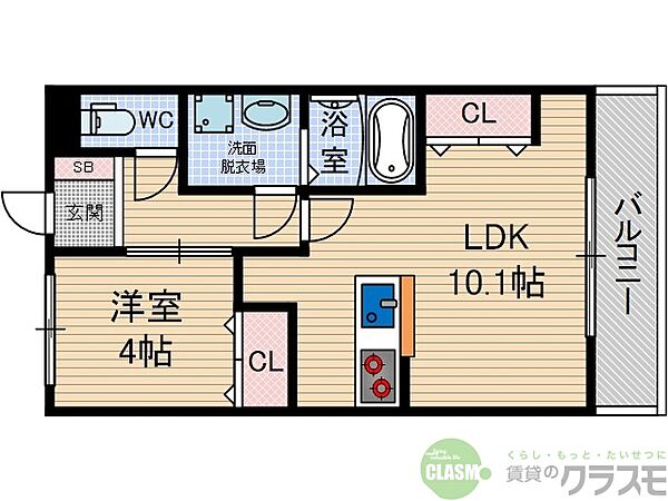 大阪府箕面市彩都粟生南1丁目(賃貸マンション1LDK・1階・36.00㎡)の写真 その2