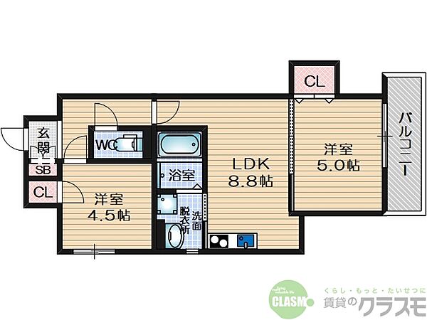 大阪府摂津市一津屋2丁目(賃貸アパート2LDK・3階・43.02㎡)の写真 その2