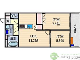 大阪府箕面市彩都粟生南2丁目（賃貸マンション2LDK・2階・58.32㎡） その2