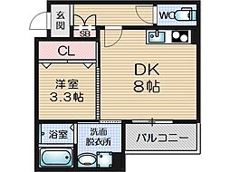 JR東海道・山陽本線 JR総持寺駅 徒歩8分の賃貸アパート 3階1DKの間取り