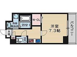 ガーデンクォーツ摂津正雀 2階1Kの間取り