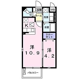 カレントユニゾン 1DKの間取図画像