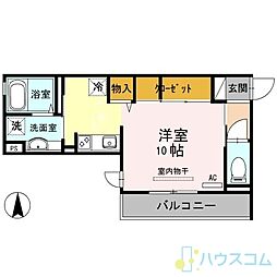パレブロン 1Kの間取図画像