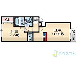 星見レスガス 1LDKの間取図画像