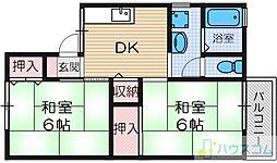 メゾンしゃらの木 2DKの間取図画像