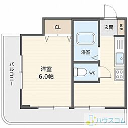 都部ハイツ 1DKの間取図画像