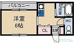 フレンズハイム 1Kの間取図画像