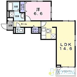 リ・リアン 1LDKの間取図画像