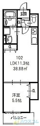 クリエオール別府 1LDKの間取図画像