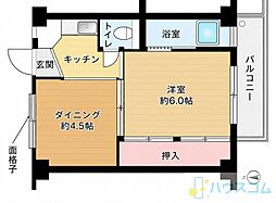ビレッジハウス高田4号棟 1DKの間取図画像