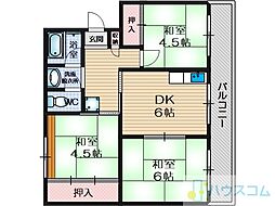 メゾン東茨木 3DKの間取図画像