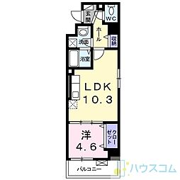 ハックベリー茨木南 1LDKの間取図画像