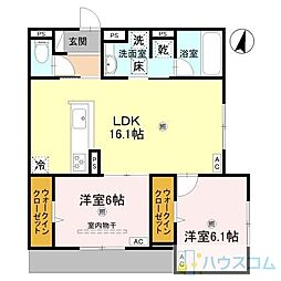D-residence古曽部町 2LDKの間取図画像