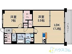 フロイデ川添 2LDKの間取図画像