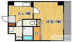 ヴィル・ド・レーブ 1Kの間取図画像