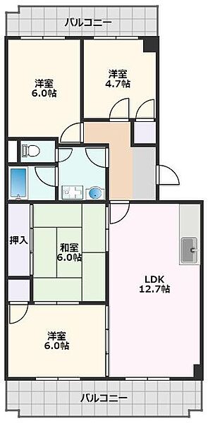 奥センチュリーハイツI ｜大阪府吹田市五月が丘南(賃貸マンション4LDK・3階・75.52㎡)の写真 その2