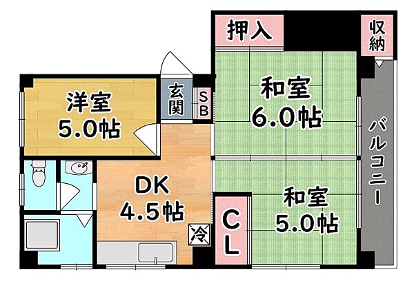 兵庫県神戸市灘区篠原南町１丁目(賃貸マンション3DK・3階・49.00㎡)の写真 その2