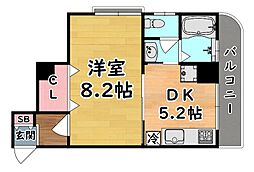 JR東海道・山陽本線 灘駅 徒歩1分の賃貸マンション 5階1DKの間取り