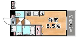 阪神本線 大石駅 徒歩2分の賃貸マンション 3階ワンルームの間取り