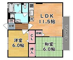阪神本線 青木駅 徒歩7分の賃貸アパート 2階2LDKの間取り