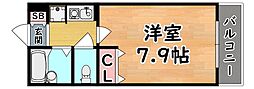 シャトラン弓木三番館 1Kの間取図画像