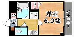 六甲ヒノキ 1Kの間取図画像