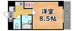 ヴィラ・セゾン甲南 1Kの間取図画像