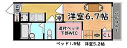 サン六甲A 1Kの間取図画像