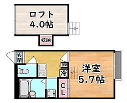 レオパレス大和 1Kの間取図画像
