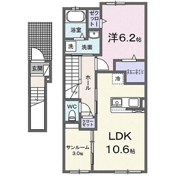 アウローラ　デル　オエステ 202｜静岡県焼津市西小川４丁目(賃貸アパート1LDK・2階・51.63㎡)の写真 その2