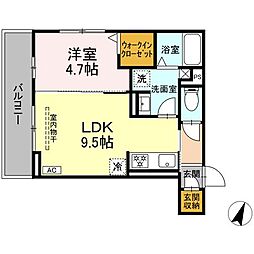 藤枝市駅前3丁目アパート 1LDKの間取図画像