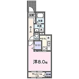 メゾン フルール 1Kの間取図画像