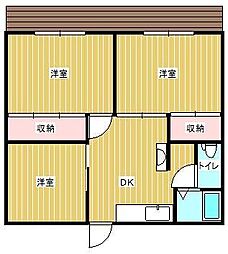 トミタハイツA 3DKの間取図画像