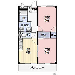 Surplus睦 2DKの間取図画像