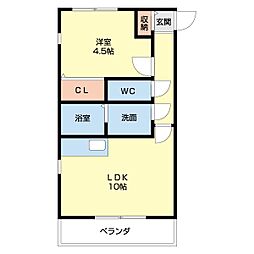 エンドルフィン 1LDKの間取図画像