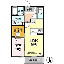 カーサリオ 1LDKの間取図画像