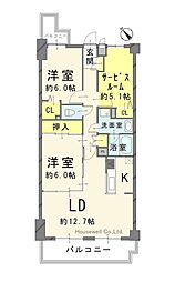 ワコーレロイヤルガーデン北本A棟 3LDKの間取図画像
