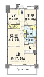 デュオ草加リバーテラス 2SLDKの間取図画像