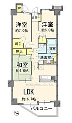 シャリエ川口本町グリーンマークス 3LDKの間取図画像
