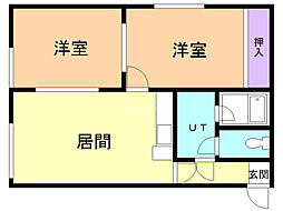 リブウエル柏木 2DKの間取図画像