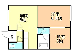 タウンハウス啓北 2DKの間取図画像