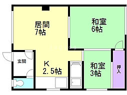 山家アパート 2DKの間取図画像