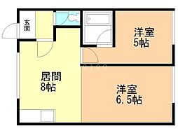 タウンハウス啓北 2DKの間取図画像