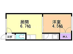 ノースランド 1DKの間取図画像