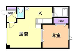 レインボウハウス双葉No.20 1DKの間取図画像