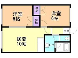 サンコート柏木B 2LDKの間取図画像