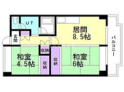 フォーシーズン苫小牧 2DKの間取図画像