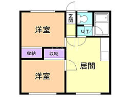 コーポフルベース 2LDKの間取図画像
