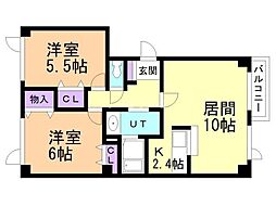 チェリーブロッサムJr 2LDKの間取図画像